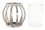 DKD Home Decor Portavelas de Acero y Cristal Cromado Plateado 14x14x14 cm