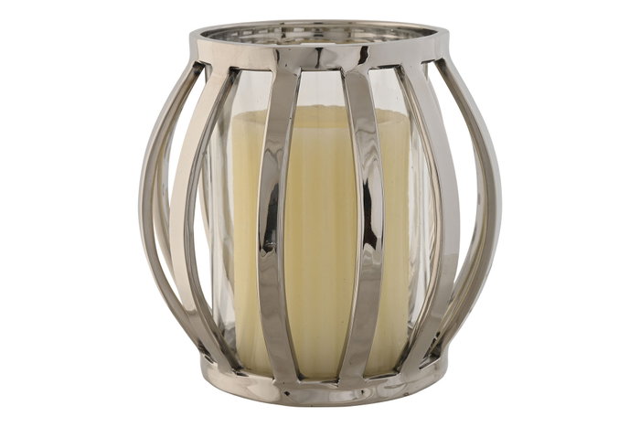 DKD Home Decor Portavelas de Acero y Cristal Cromado Plateado 14x14x14 cm