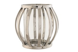DKD Home Decor Portavelas de Acero y Cristal Cromado Plateado 14x14x14 cm