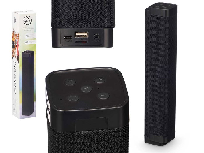 Arte Regal Altavoz Radio Cuadrado Largo USB-AUX-BT-TF Plástico ABS Silicona Poliéster Negro 7 x 39.7 x 7 cm (Set de 6) Arte Regal Altavoz Radio Cuadrado Largo USB-AUX-BT-TF Plástico ABS Silicona Poliéster Negro 7 x 39.7 x 7 cm (Set de 6)