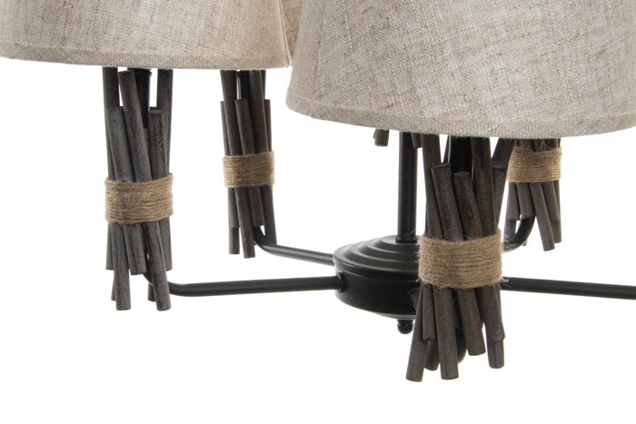 DKD Home Decor Lámpara de Techo Metal y Poliéster Gris y Beige 55x55x100 cm