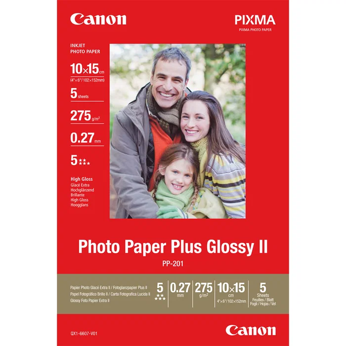 Canon Photo Paper Plus Glossy II PP-201 10x15cm, 5 hojas Canon Photo Paper Plus Glossy II PP-201 10x15cm, 5 hojas