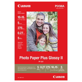 Canon PP-201 Papel Fotográfico Glossy, A6 10x15 cm, 5 Hojas - Código 2311B053