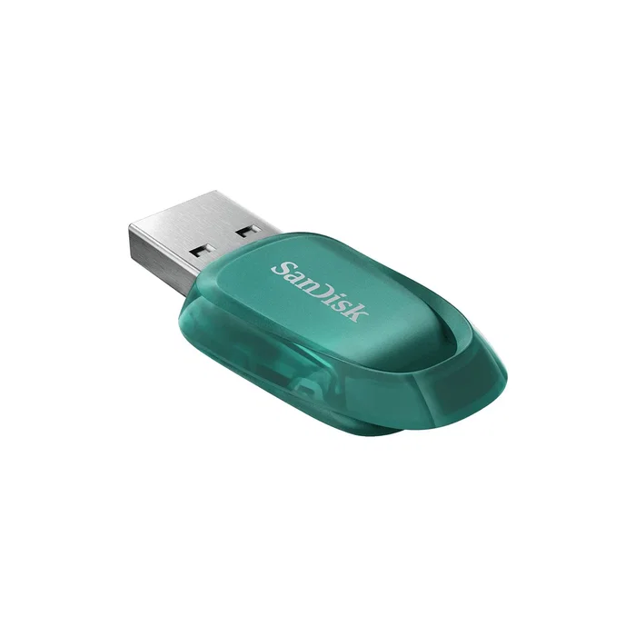 SanDisk Ultra Eco Pendrive USB 3.2 Gen 1 128 GB, Color Verde, Velocidad de Lectura 100 MB/s, Factor de Forma con Cable