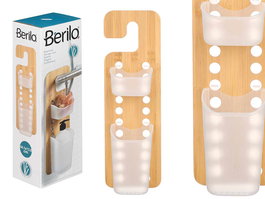 Berilo Estanteria Doble Pequeña Bambú y Plástico para Colgar, Marrón, 14x44x9.5cm (Set de 12)