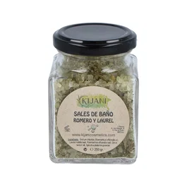 KIJANI Sales de Baño de Romero y Laurel Ecológicas 300g - Sales Artesanales 100% Naturales de los Pirineos, Certificadas Bioinspecta