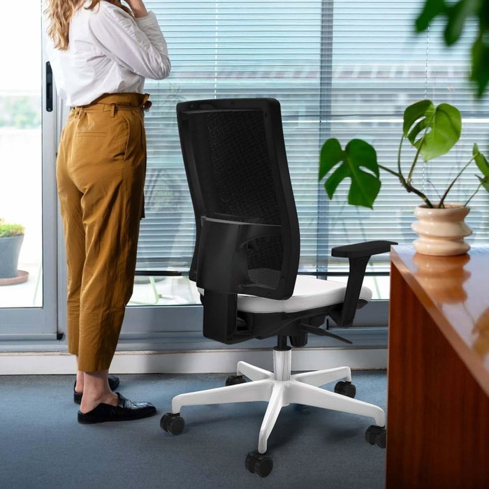 PIQUERAS Y CRESPO Silla de oficina Horna con Mecanismo Sincro, Tela Granate y Malla Blanca PIQUERAS Y CRESPO Silla de oficina Horna con Mecanismo Sincro, Tela Granate y Malla Blanca