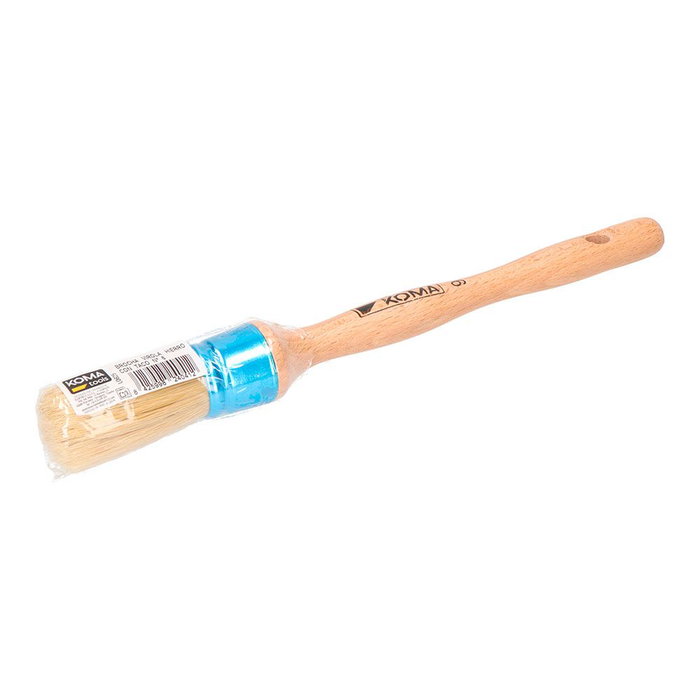 Koma Tools Brocha Virola Hierro con Taco Nº 06 ø30 x 60 mm para Acabados de Precisión con Mango de Madera