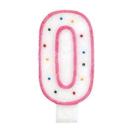 Party Time Vela Aniversario Número 0 Decorada para Tarta 14 cm Colores Surtidos