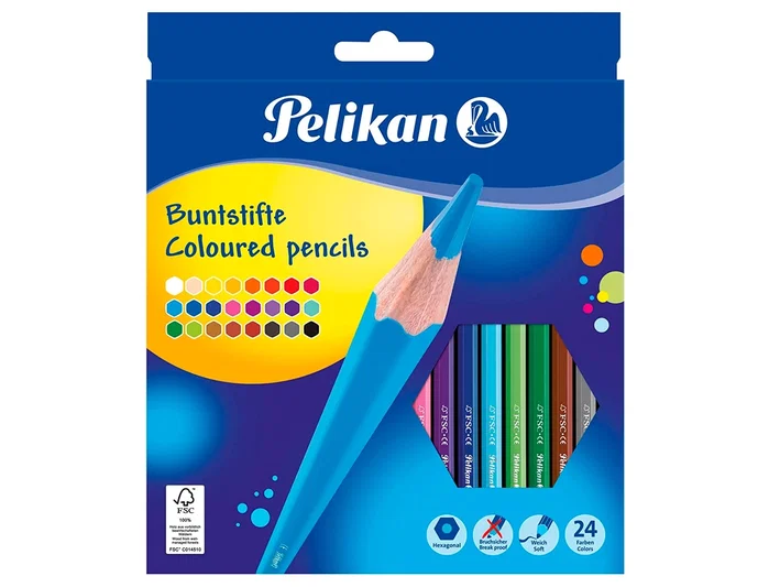 Pelikan Lápices de colores hexagonales, 24 colores surtidos Pelikan Lápices de colores hexagonales, 24 colores surtidos