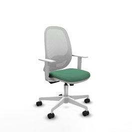 PIQUERAS Y CRESPO Silla de oficina Cilanco, Mecanismo Sincro, Verde esmeralda y Blanco