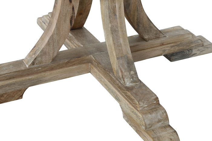 DKD Home Decor Mesa Redonda Comedor Madera Maciza Mango Blanco Natural Decape 150 x 150 x 76 cm