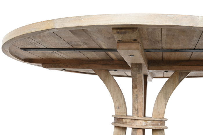 DKD Home Decor Mesa Redonda Comedor Madera Maciza Mango Blanco Natural Decape 150 x 150 x 76 cm