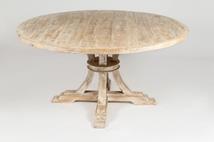 DKD Home Decor Mesa Redonda Comedor Madera Maciza Mango Blanco Natural Decape 150 x 150 x 76 cm