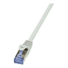 LogiLink Patchkabel CAT6a RJ45 S/FTP 0,25m PrimeLine LSZH Gris, Categoría 6A, 10G, Blindado S/FTP, Libre de Halógenos