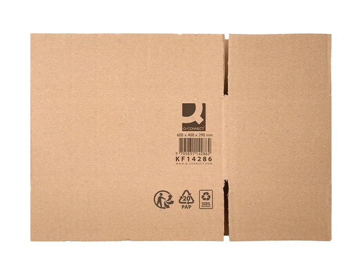 Q-connect Caja de embalar ultrarresistente cartón reciclado canal doble 7mm kraft 600x400x290 mm