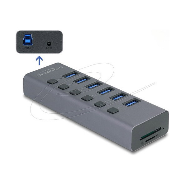 DeLOCK 64237 Hub USB de 6 Puertos con SD/Micro SD y 5 Gbps DeLOCK 64237 Hub USB de 6 Puertos con SD/Micro SD y 5 Gbps