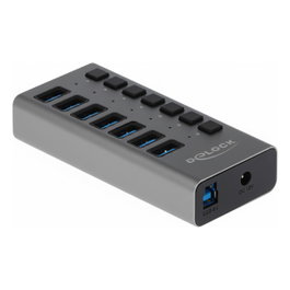 DeLOCK Hub USB externo de 5 Gbps con 6 puertos, interruptor y ranura SD/Micro SD