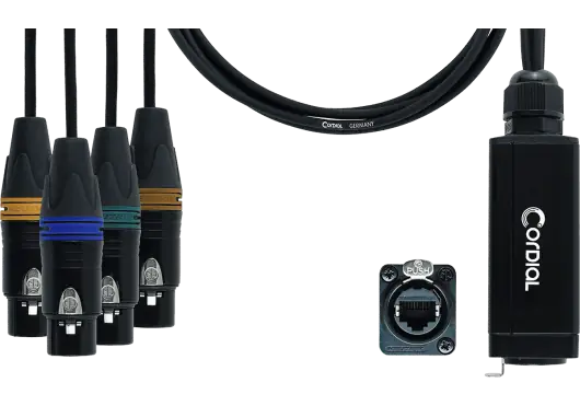 Cordial Adaptador DMX-RJ45 etherCON QUAD 4 XLR Hembra 5 Puntos 70cm