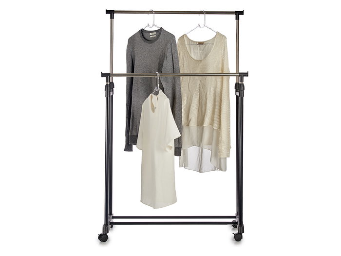 Kipit Perchero Doble de Metal con Ruedas 80 x 43 x 90 cm Extensible (Set de 6) Kipit Perchero Doble de Metal con Ruedas 80 x 43 x 90 cm Extensible (Set de 6)