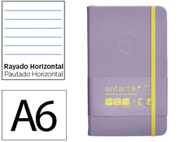 Antartik Cuaderno A6 Tapa Dura 100 Hojas Rayas Morado y Amarillo 80gr FSC