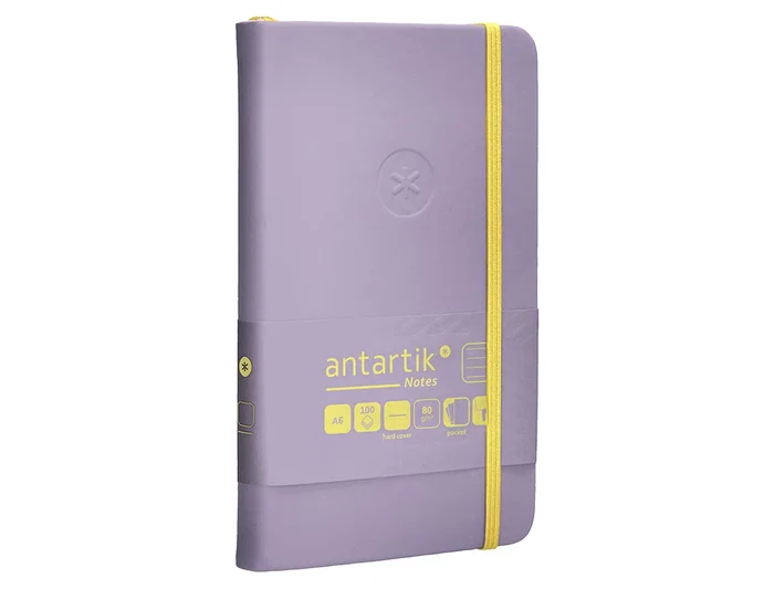 Antartik Cuaderno A6 Tapa Dura 100 Hojas Rayas Morado y Amarillo 80gr FSC