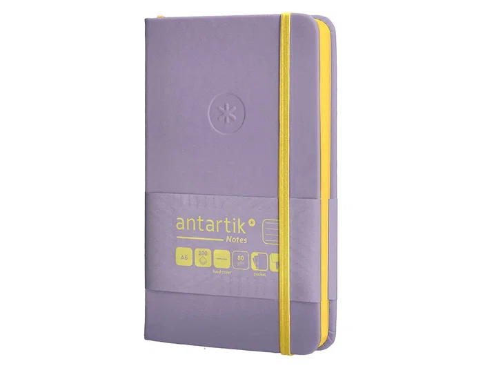 Antartik Cuaderno A6 Tapa Dura 100 Hojas Rayas Morado y Amarillo 80gr FSC