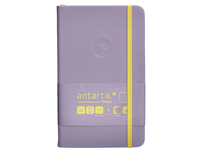 Antartik Cuaderno A6 Tapa Dura 100 Hojas Rayas Morado y Amarillo 80gr FSC