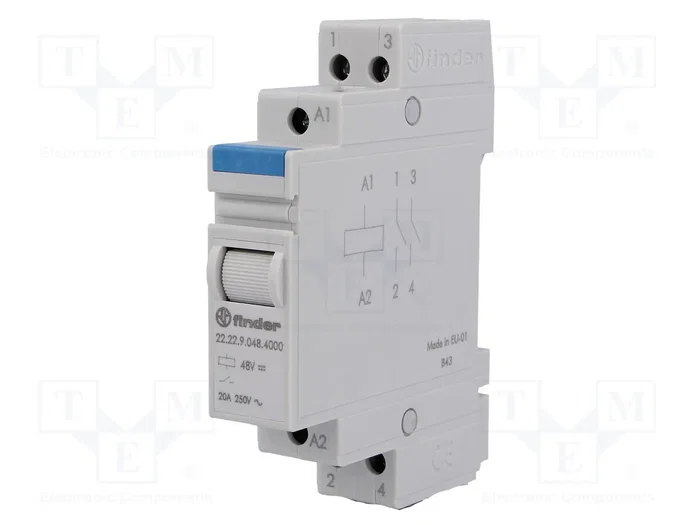 FINDER 22.22 Relé de instalación monoestable 48VDC NA x2 FINDER 22.22 Relé de instalación monoestable 48VDC NA x2