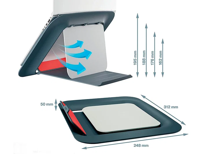 Leitz Ergo Cosy Soporte para Portátil Ajustable 4 Alturas Gris Leitz Ergo Cosy Soporte para Portátil Ajustable 4 Alturas Gris