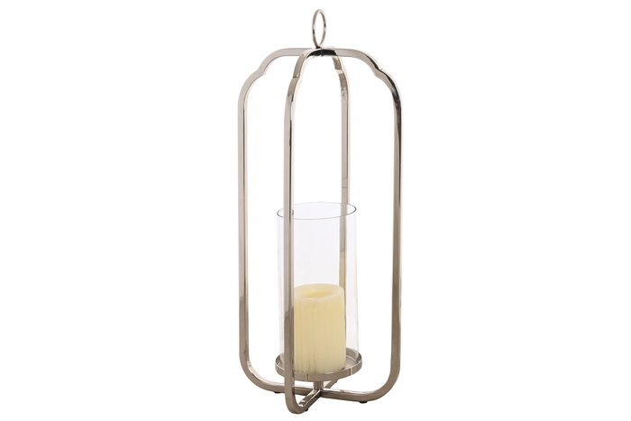 DKD Home Decor Portavela Moderno Plateado Acero y Cristal 21 x 21 x 49 cm DKD Home Decor Portavela Moderno Plateado Acero y Cristal 21 x 21 x 49 cm