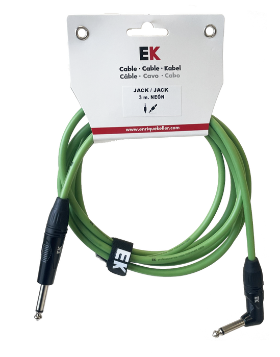 Cable Ek Audio Jack-Jack Acodado Neón Verde Fluorescente 3M Cable Ek Audio Jack-Jack Acodado Neón Verde Fluorescente 3M