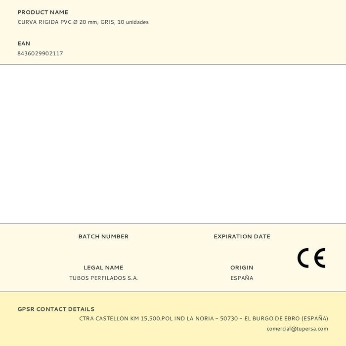 Tupersa Curva Rígida PVC ø 20 mm Gris 10 Unidades