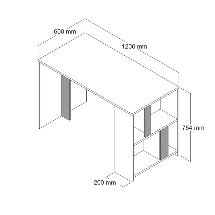 Hanah Home Mesa de Estudio Nogal y Blanco 120cm x 75.4cm x 60cm con Estantes