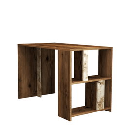 Hanah Home Mesa de Estudio Nogal y Blanco 120cm x 75.4cm x 60cm con Estantes