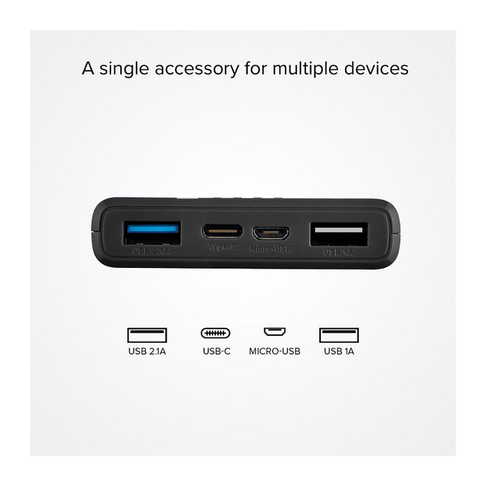 SBS Powerbank 10.000 mAh TTBB10000FASTK, Negro, Batería Externa de Polímero de Litio con 2 Puertos USB 2.1A para Carga Rápida