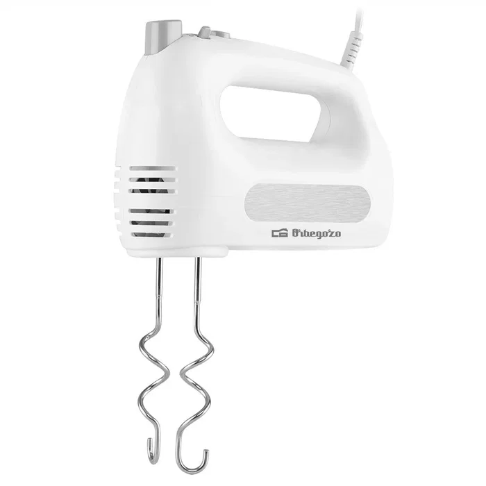 Orbegozo BA 3250 Batidora de Mano Amasadora 300W Blanca con 6 Velocidades y Función Turbo, Incluye Varillas de Acero Inoxidable