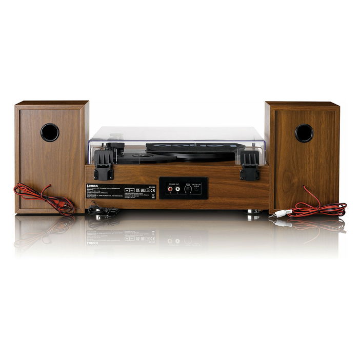 Lenco MC-160WD Holz Altavoz Bluetooth Portátil con Radio FM y Soporte para Madera, Resistente a las Salpicaduras