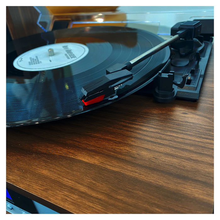 Lenco MC-160WD Holz Altavoz Bluetooth Portátil con Radio FM y Soporte para Madera, Resistente a las Salpicaduras