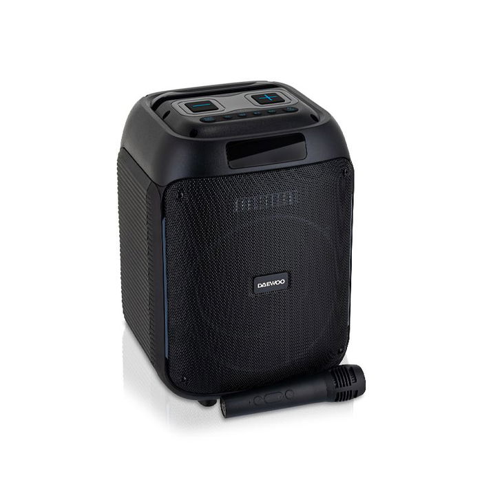 Daewoo Altavoz Party Speaker Bluetooth 40W (350W PMPO) 240 x 230 x 325 mm con Auxiliar, USB, SD y Micrófono Inalámbrico