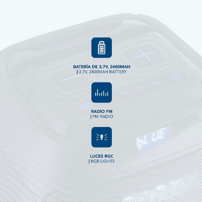 Daewoo Altavoz Party Speaker Bluetooth 40W (350W PMPO) 240 x 230 x 325 mm con Auxiliar, USB, SD y Micrófono Inalámbrico