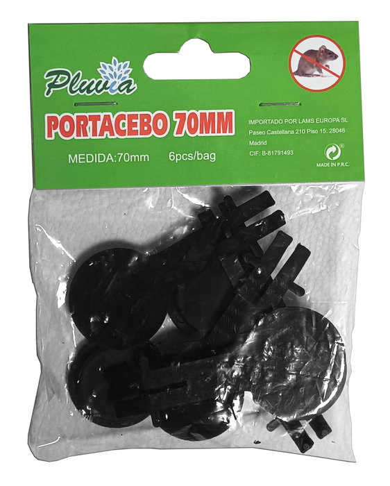 Ratoneras Pluvia 70 mm con bolsa y recambio, pack de 6 unidades