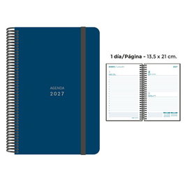 Senfort Agenda Anual 2027 Unicolor con Espiral Azul Oscuro