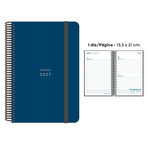 Senfort Agenda Anual 2027 Unicolor con Espiral Azul Oscuro Senfort Agenda Anual 2027 Unicolor con Espiral Azul Oscuro