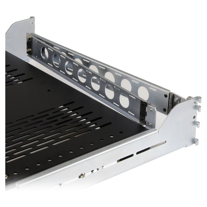 StarTech.com Bandeja Ventilada Deslizante 2U de 19" para Rack de Servidores con Gestión de Cables - Profundidad Ajustable de 70.2 a 80.2cm - Capacidad 22.7kg - Acero Negro y Plata
