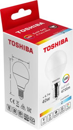 TOSHIBA Bombilla LED G45 E14 4.7W 6500K Luz Fría Blanca - Ref. ULT.UDS