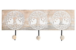 DKD Home Decor Perchero de Pared Árbol de la Vida en Madera de Mango