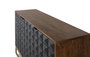 GINER Y COLOMER Aparador Tallado a Mano en Madera de Mango, Acabado Avellana con Puertas Negras y Patas Doradas, 135 cm