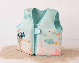 Kiokids Chaleco de Flotación para Bebés y Niños Ocean Dreams Menta 12-24 Meses 11-15 kg con Corcho Extraíble y Cierre de Seguridad