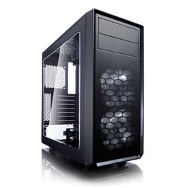 Fractal Design FD-CA-FOCUS-BK-W Caja PC Midi Tower Negra con Ventana Lateral y Ventiladores Frontales Iluminados en Blanco